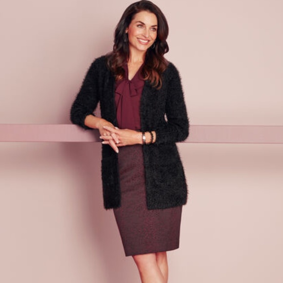 Cleo eyelash fluffy knit cardigan light pink EUC Sz S - Picture 2 of 13